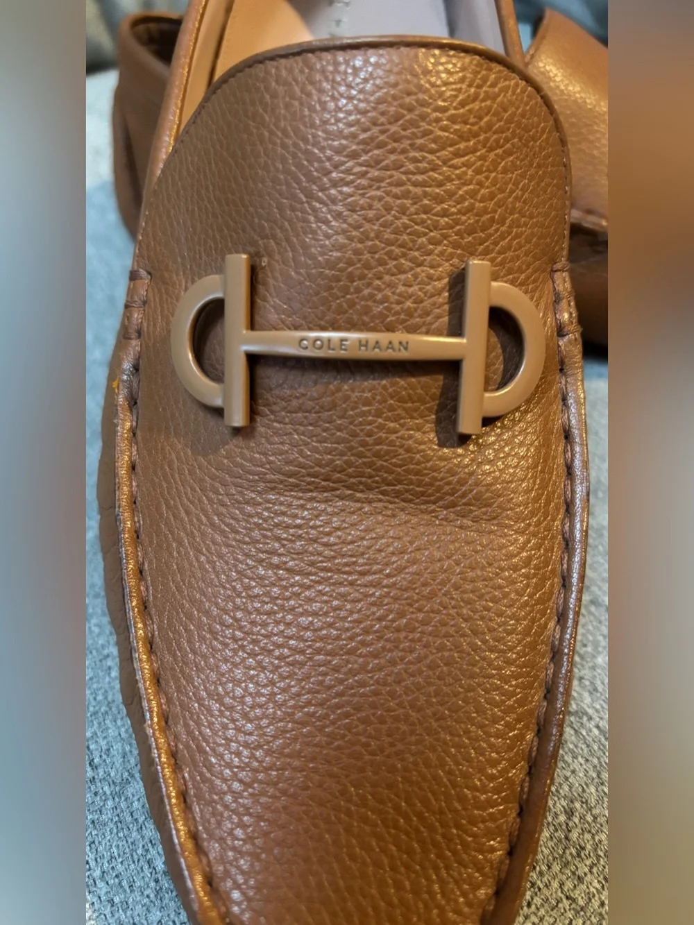 Cole Haan Tully Pecan Pebbled Leather Bit Loafers/Driving Shoe 9.5